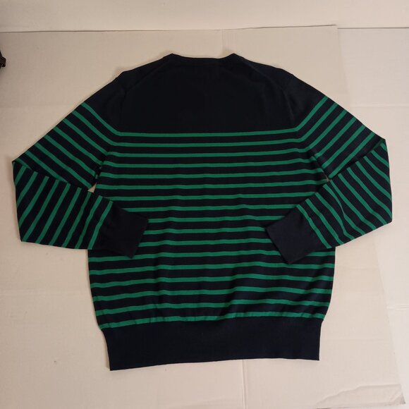 Brooks Brothers Men’s 100% Cotton Green Blue Stripe Sweater Size L EUC - Picture 13 of 15